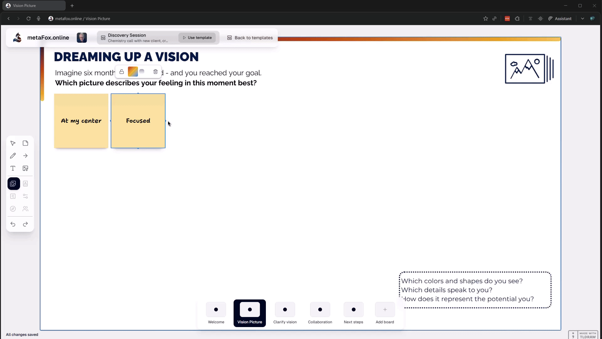 metaFox.online application - Whiteboard with coaching tools